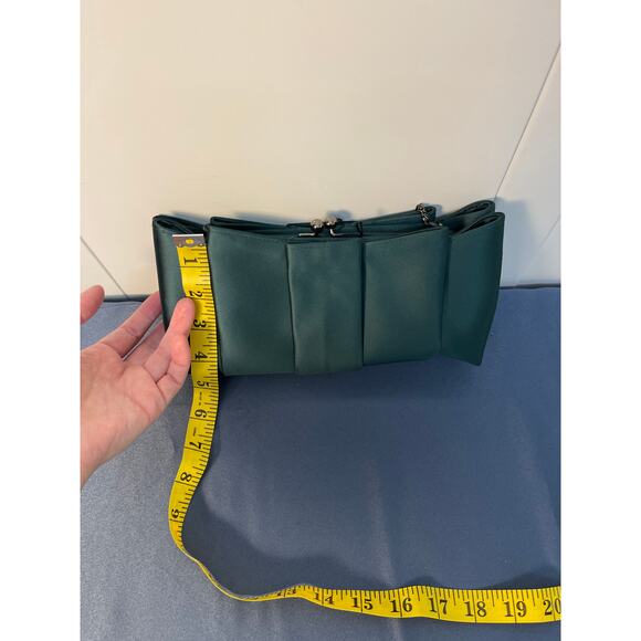 COAST Green Satin Unique Evening Bag Clutch with Chain Shoulder Strap NWT - Picture 11 of 14